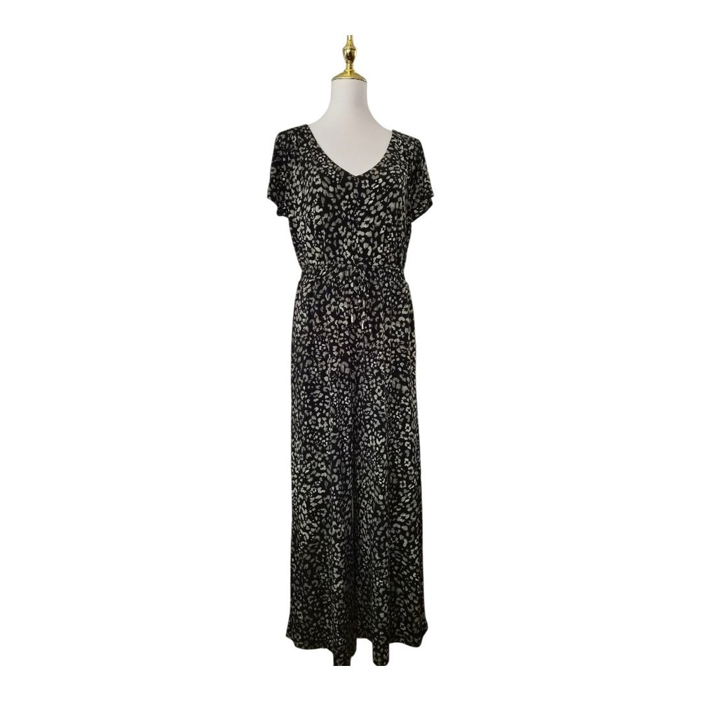 TOMMY BAHAMA WOMEN'Sโ BLACK/OLIVE PRINTED WILD ONE SHORT SLEEVE JUMPSUIT Sz M